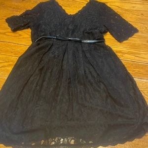 Motherhood Maternity black lace dress, size Large.